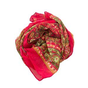Vintage Triple Sheer Floral Rectangle Scarf OS Multi Lightweight Neck Wrap Shawl